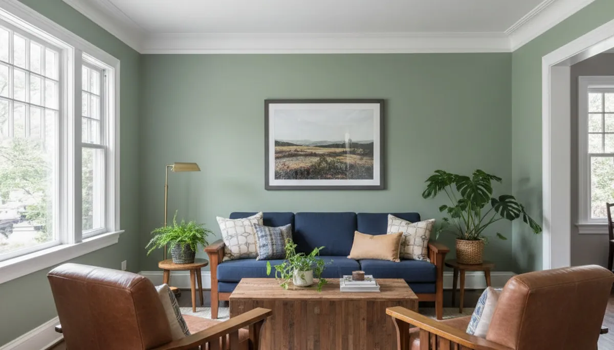 Freshly painted Oak Park, IL living room with smooth, professional interior finishes and modern colors