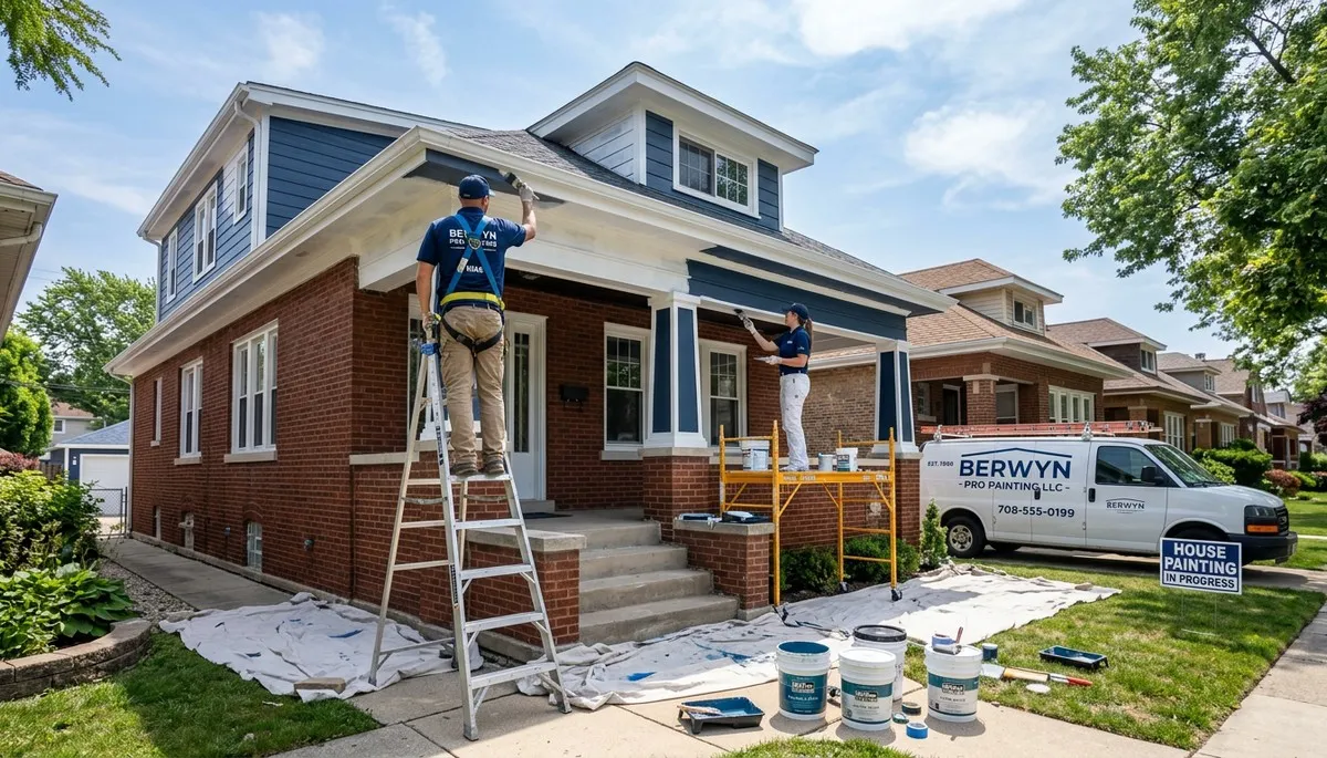 Professional house painters updating home exterior in Oak Park IL