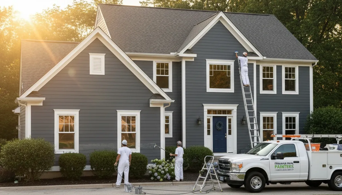 Professional house painters working on exterior home in Oak Park IL