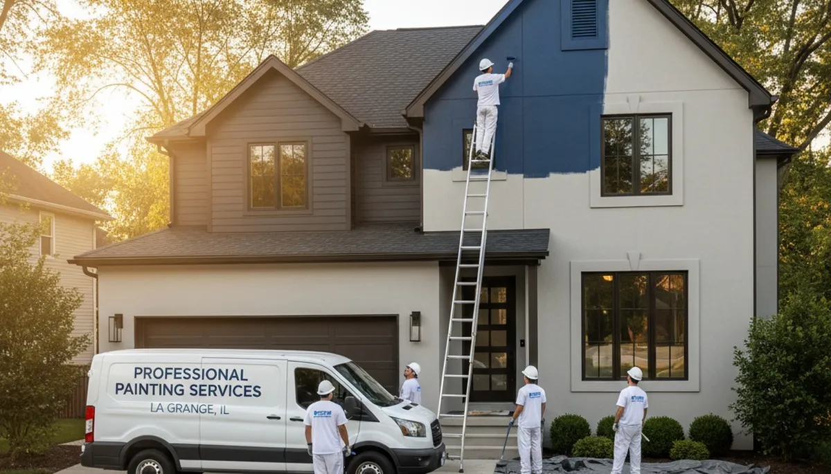 Professional house painters completing exterior home painting in Oak Park, IL