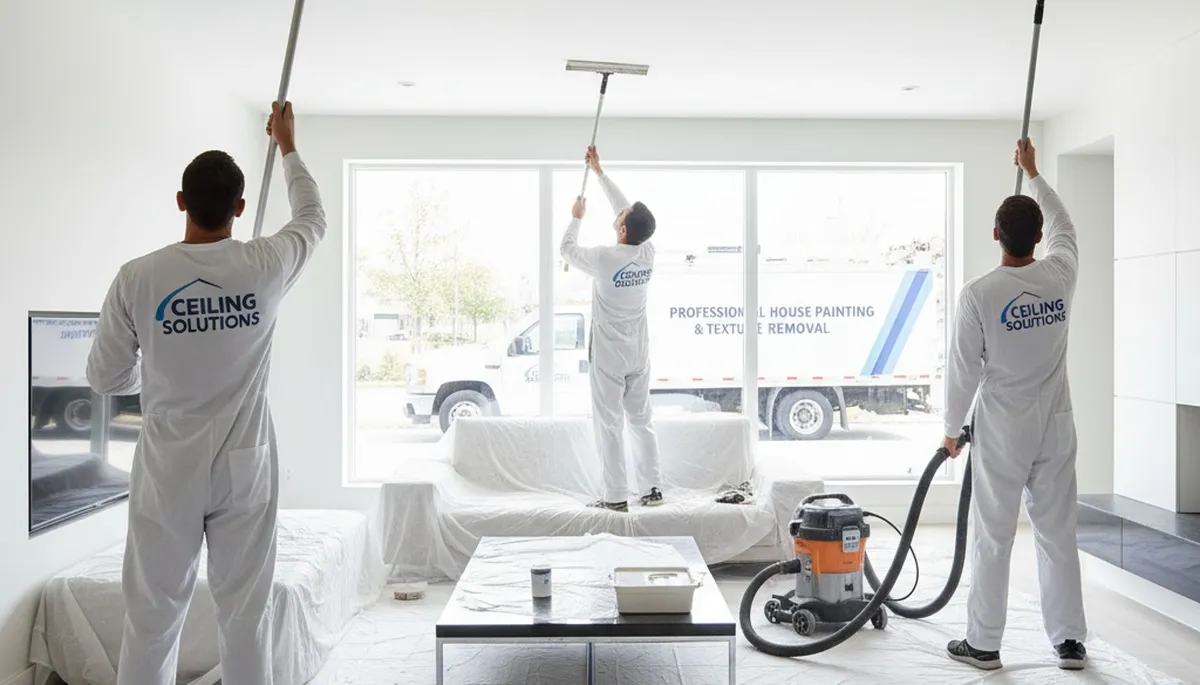 Professional popcorn ceiling removal by house painters in Oak Park, IL transforming home interiors