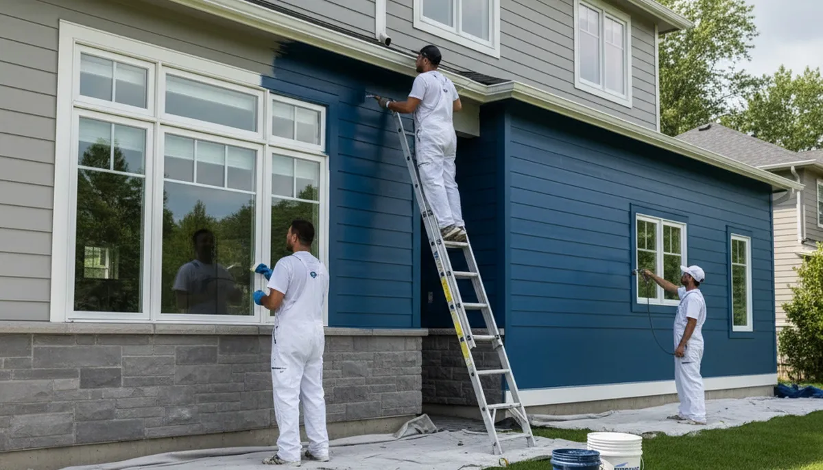 Professional siding painting on historic home exterior in Oak Park, IL by expert house painters
